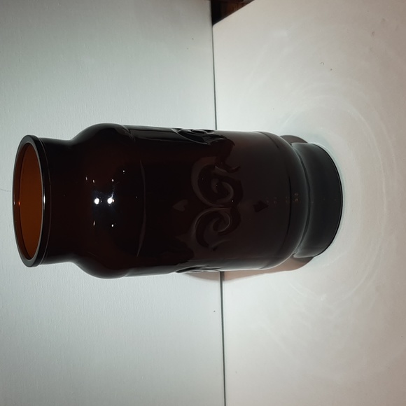 Vintage Dark Amber Fleur-de-lis Cremora Apothecary Jar - Picture 2 of 8